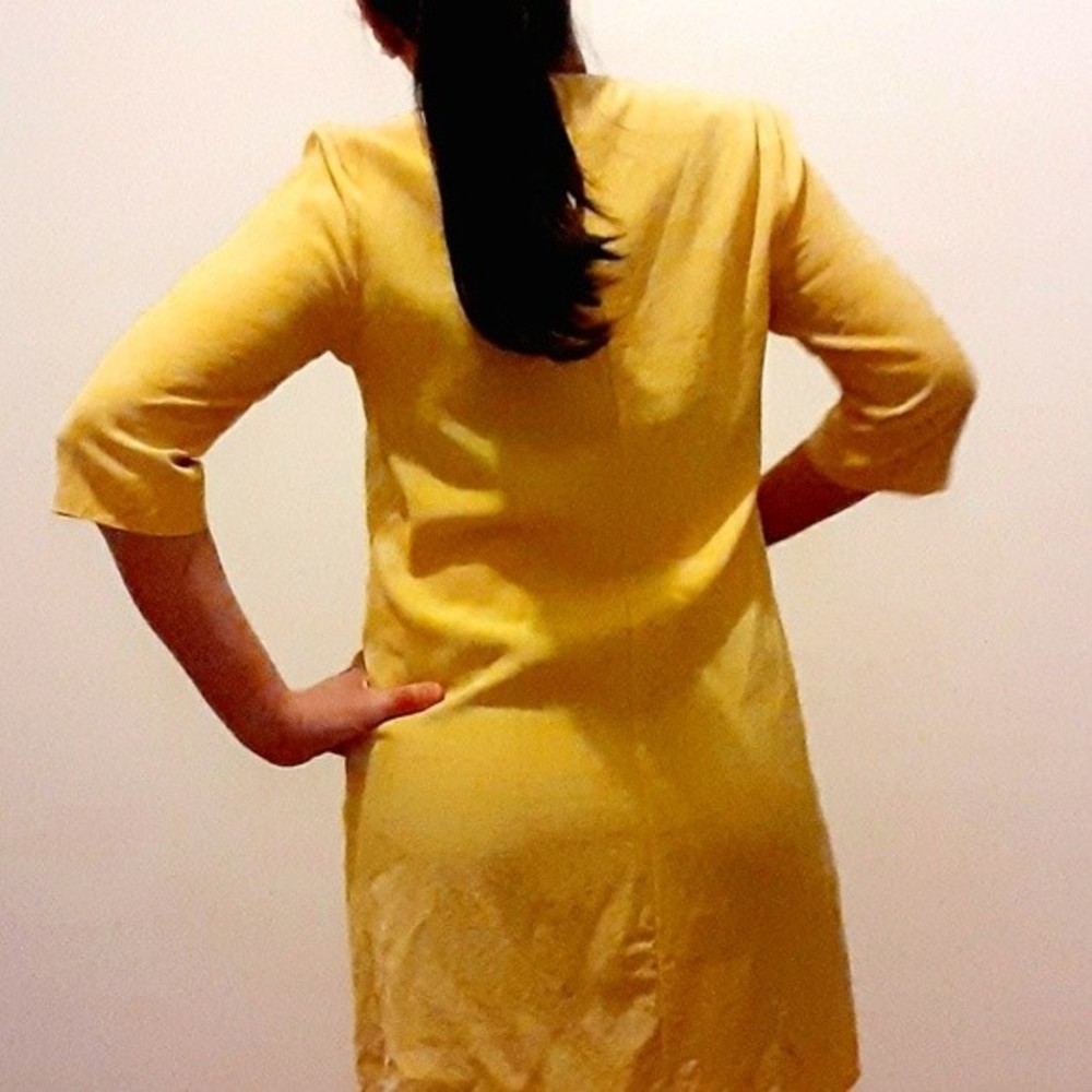 Zara Basic Yellow Shift Quarter Sleeves Dress Sma… - image 2